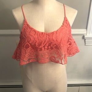 NWT Vintage Havana Peach Lace Crop Top